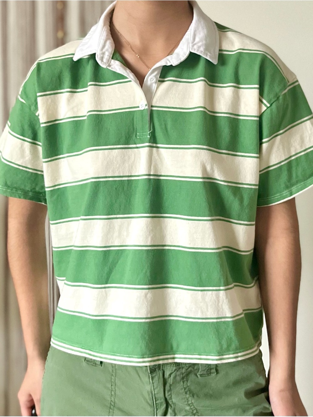 Classic Green & White Rugby Polo Shirt
